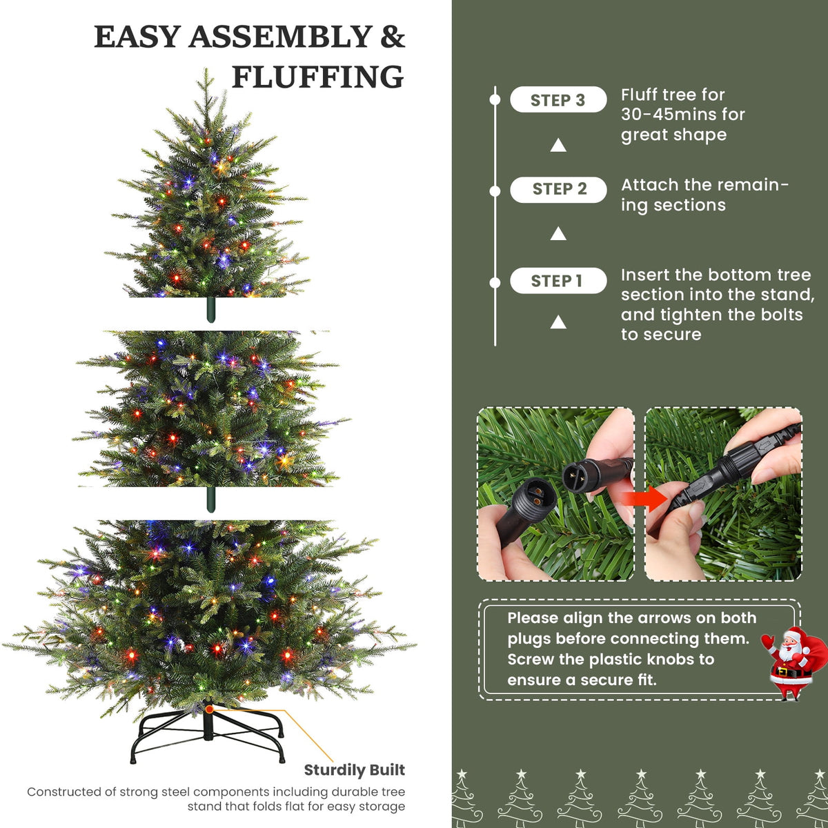 Lolsea 7ft Prelit Aspen Noble Fir Artificial Christmas Tree with Realistic PE Foliage, Warm White & Multi-Color Lights and Remote Control