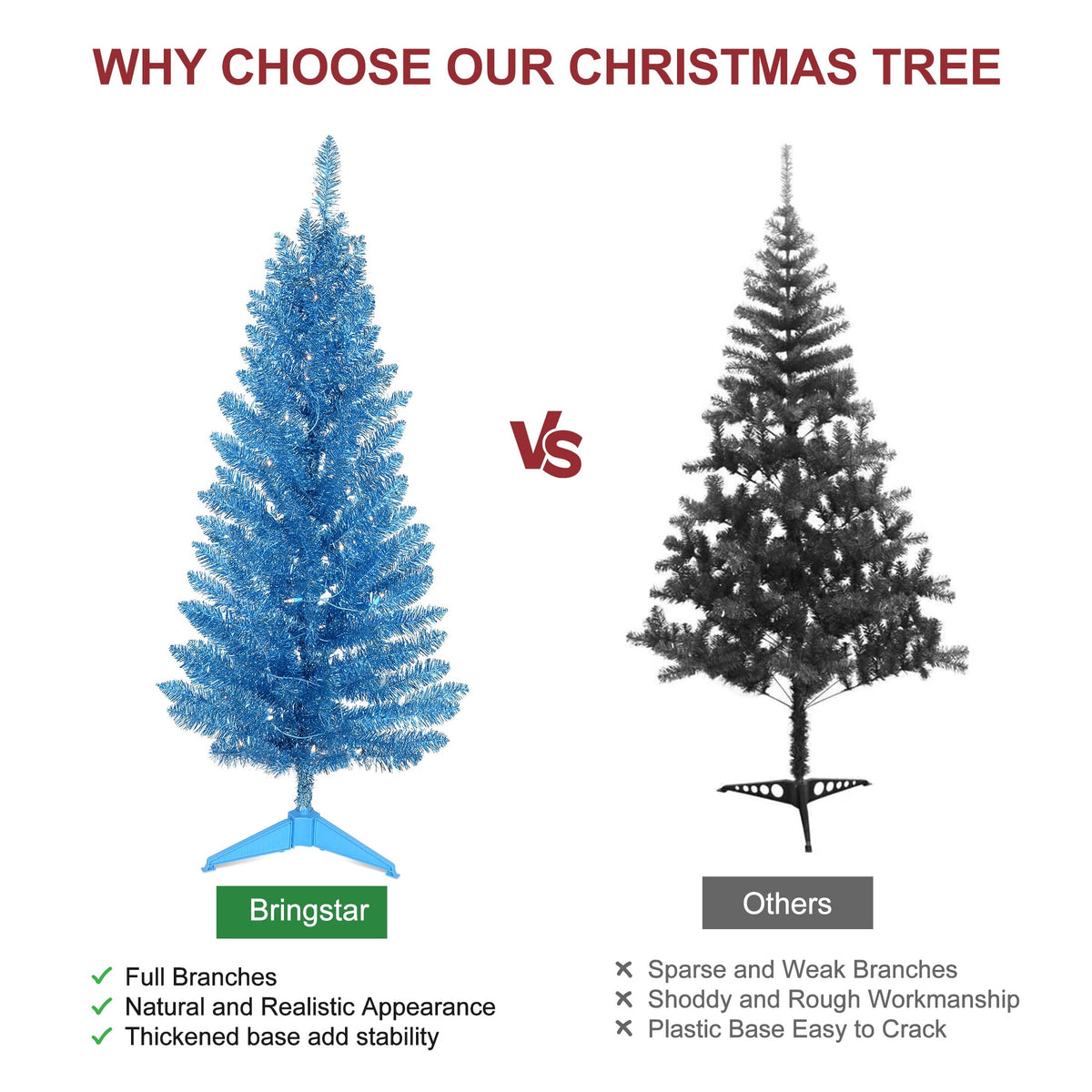 Bringstar 4FT Silver Artificial Christmas Tree with 50 String Lights, Mini Tinsel Tree, Not Pre-Lit, for Halloween & Holiday Home & Office Décor