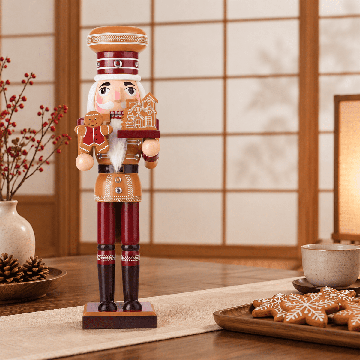 14 Inch Gingerbread Wooden Christmas Nutcracker Soldier Festive Decor