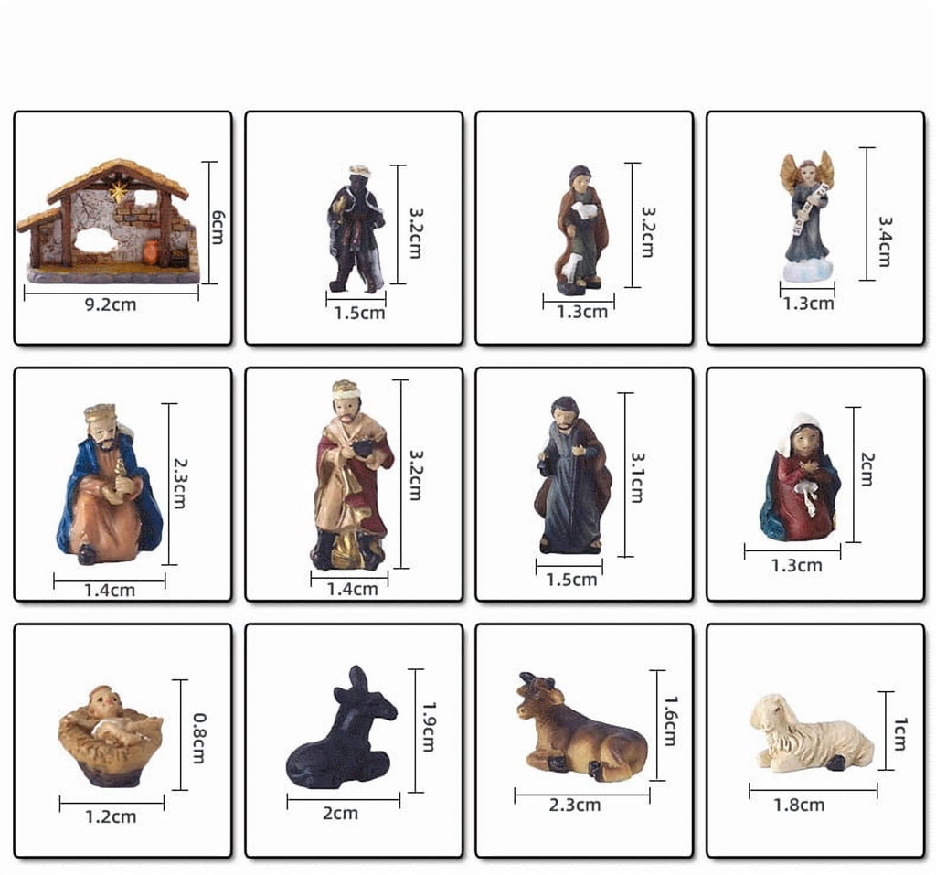 cpengpj Hand-Painted Resin Nativity Scene Set, Religious Christmas Manger Ornaments, Stable Tabletop Decor with Detailed Figurines, Holiday Home Decoration and Meaningful Gift for Family