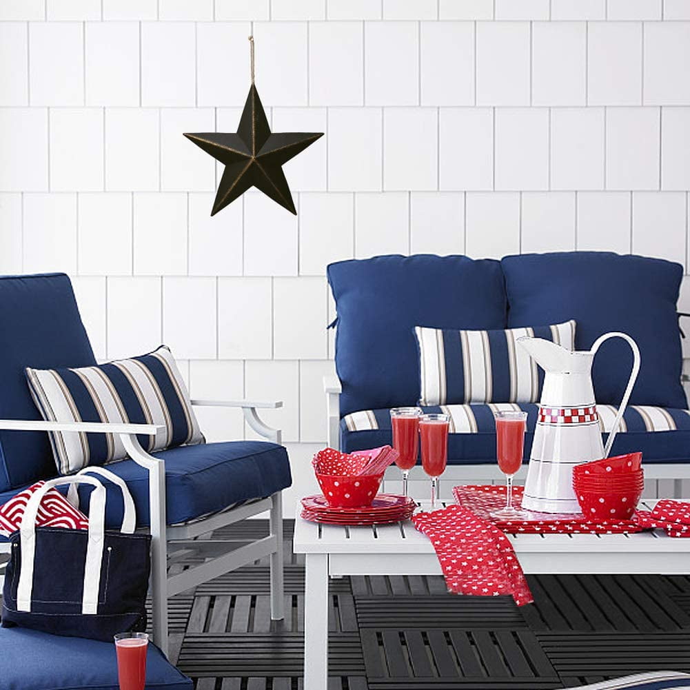 American Metal Barn Star Patriotic Star Hanging Wall Decor Outdoor Indoor Texas Star Ornament Christmas Home Decor 12 inch (3, Black)