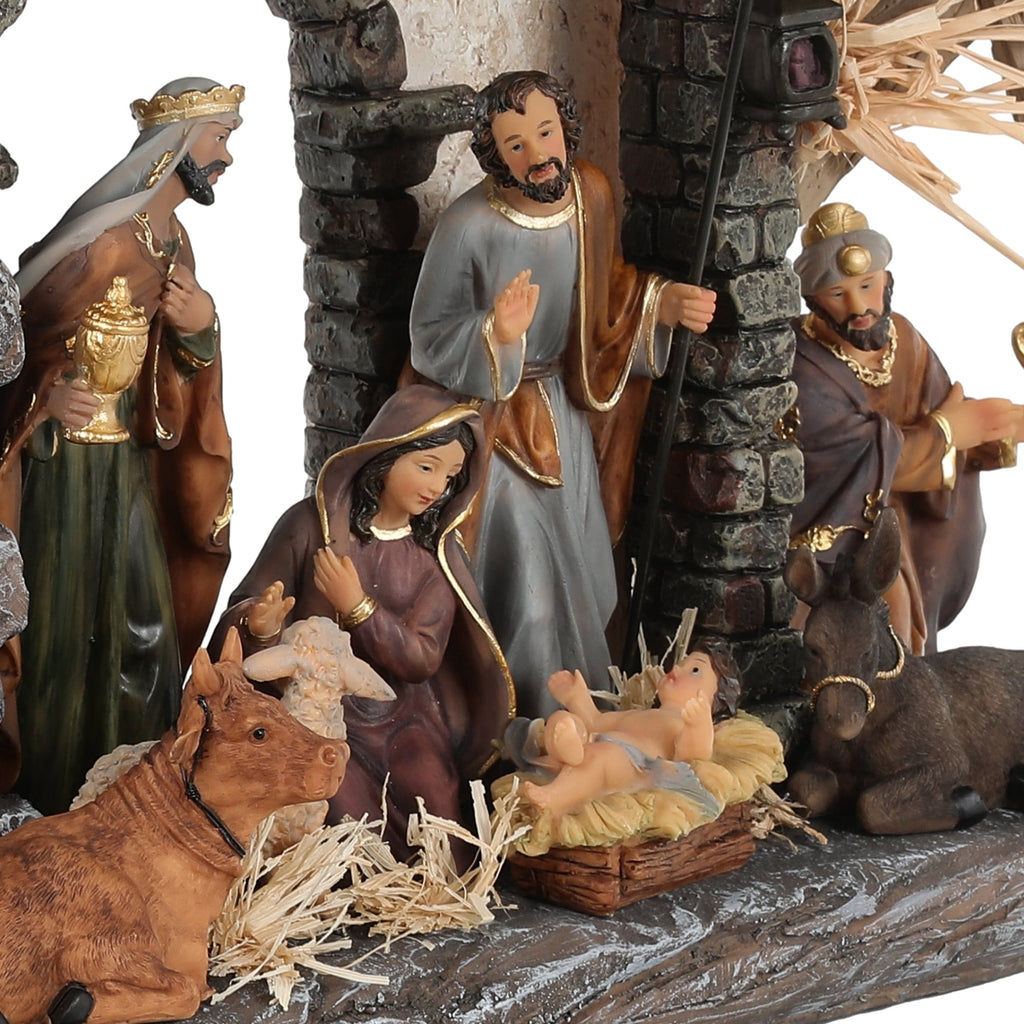 Ultym 20 inch Lighted Christmas Nativity Scene Set of 12 with Rustic Stable