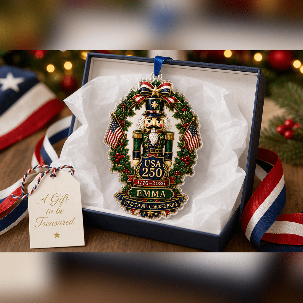 Christmas Ornament Patriotic Wreath Nutcracker for Christmas Tree Patriotic Holiday Gift