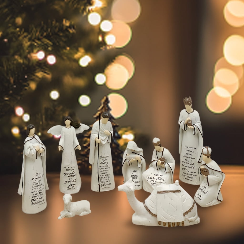 Jesscasday Baby Jesuses Holy Family Statue Miniature Christmas Nativity Scene Sculpture