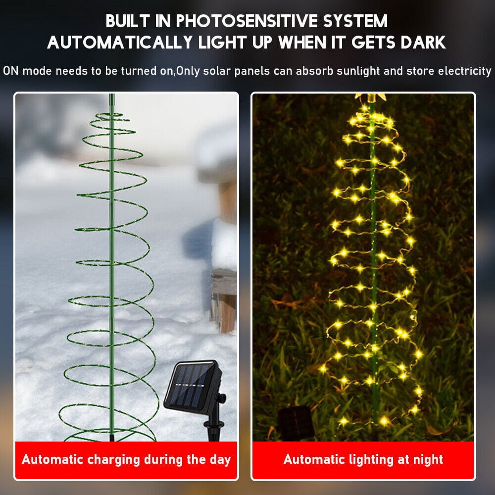 EROCK Christmas Tree Lights Solar 70 LED Lighted Tree Spiral Garden Pathway Decoration