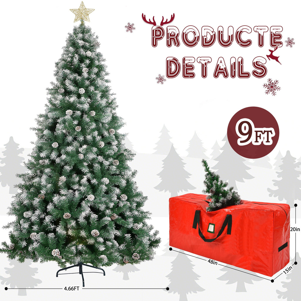 Yexmas 6ft Pre-Lit Christmas Tree with Tree Topper, 8 Modes LED Lights, Artificial Xmas Tree with Large Storage Bag