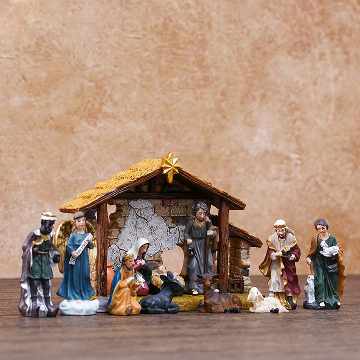 Christmas Nativity Figurines Resins Manger Holy Family Nativity Scene Statue for Xmases Indoor Home Table Decorations