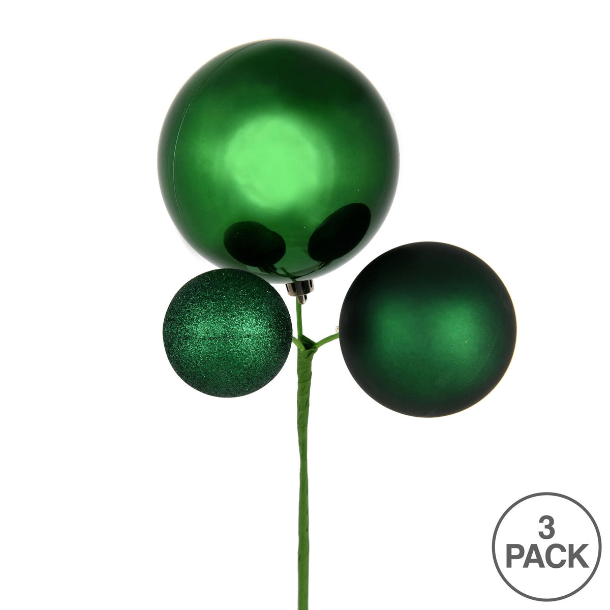 Vickerman 18" Honey Gold Orn Pick 3 per Bag. Features shiny, matte and glitter ornaments.