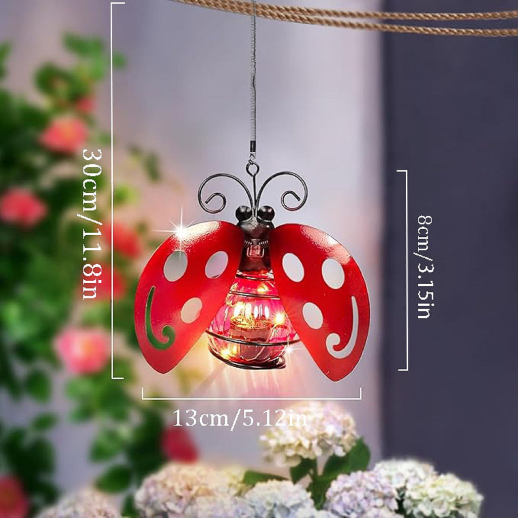 2 Pack Solar Butterfly Hanging Lantern Waterproof LED Outdoor Decor Light for Patio Garden Yard Pathway Balcony Porch Backyard