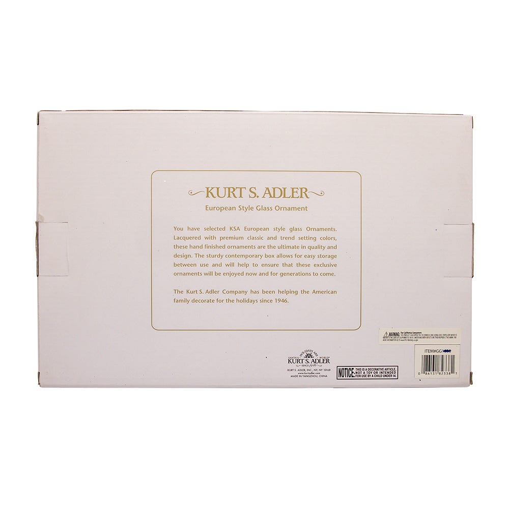 Kurt Adler 80MM Glass Black, White and Gold Checkered Ball Ornaments, 6-Piece Box