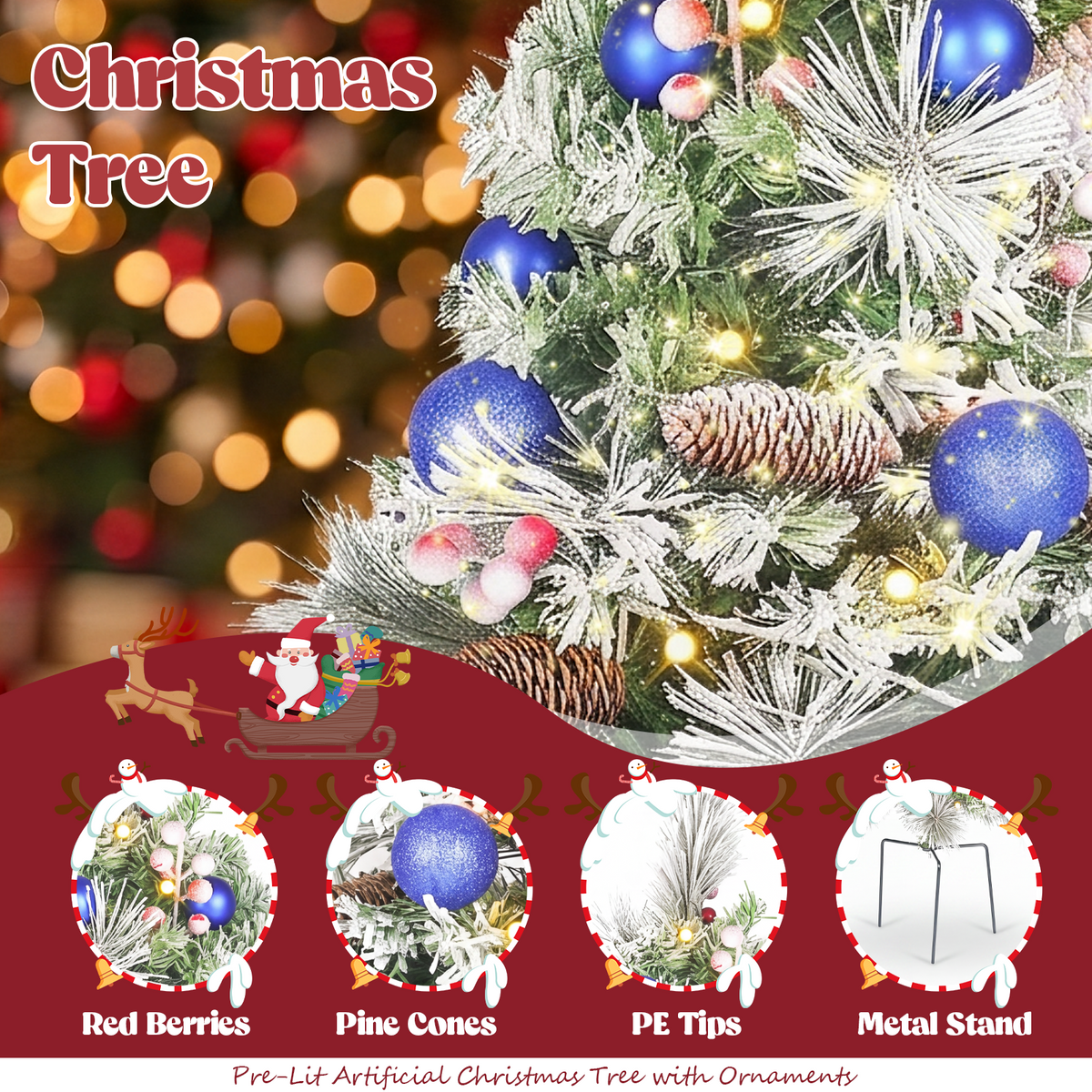 2 Pack 30 inch Prelit Outdoor Pathway Christmas Tree, Artificial Small Xmas Tree with Dual Color Berries & Balls, 30 Battery Operated Warm Lights for Holiday New Year Winter Patio Driveway Yard Lawn
