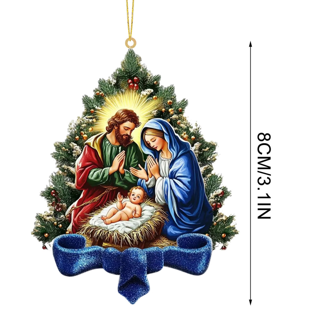 Xuniizn Nativity Ornaments, Christmas Nativity Scene Ornaments Acrylic Christmas Tree Decorations for Xmas Tree, Home, Office, Hanging Ornament, Religious Gifts, Party Decor, Christmas Decorations