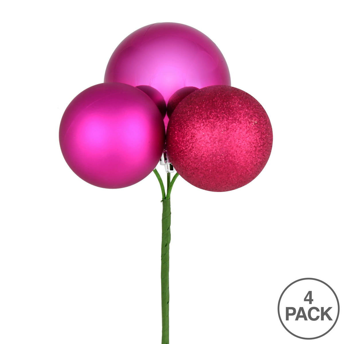 Vickerman 18" Coral Ball Ornament Christmas Pick, 4 per set
