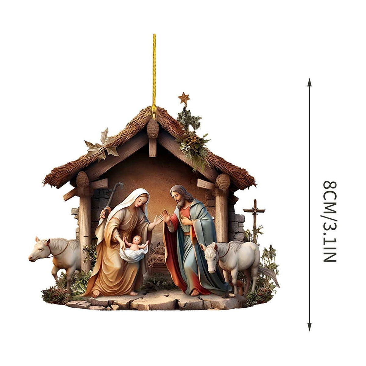 Xuniizn Nativity Ornaments, Christmas Nativity Scene Ornaments Acrylic Christmas Tree Decorations for Xmas Tree, Home, Office, Hanging Ornament, Religious Gifts, Party Decor, Christmas Decorations