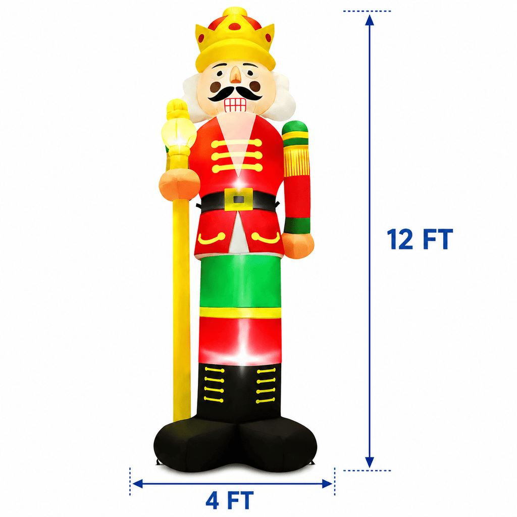 Yexmas 12FT Christmas Inflatable Nutcracker Soldier, Blow Up Yard Xmas Decor with LED Light&Candy Cane for Holiday Party Lawn Garden Outdoor Decor