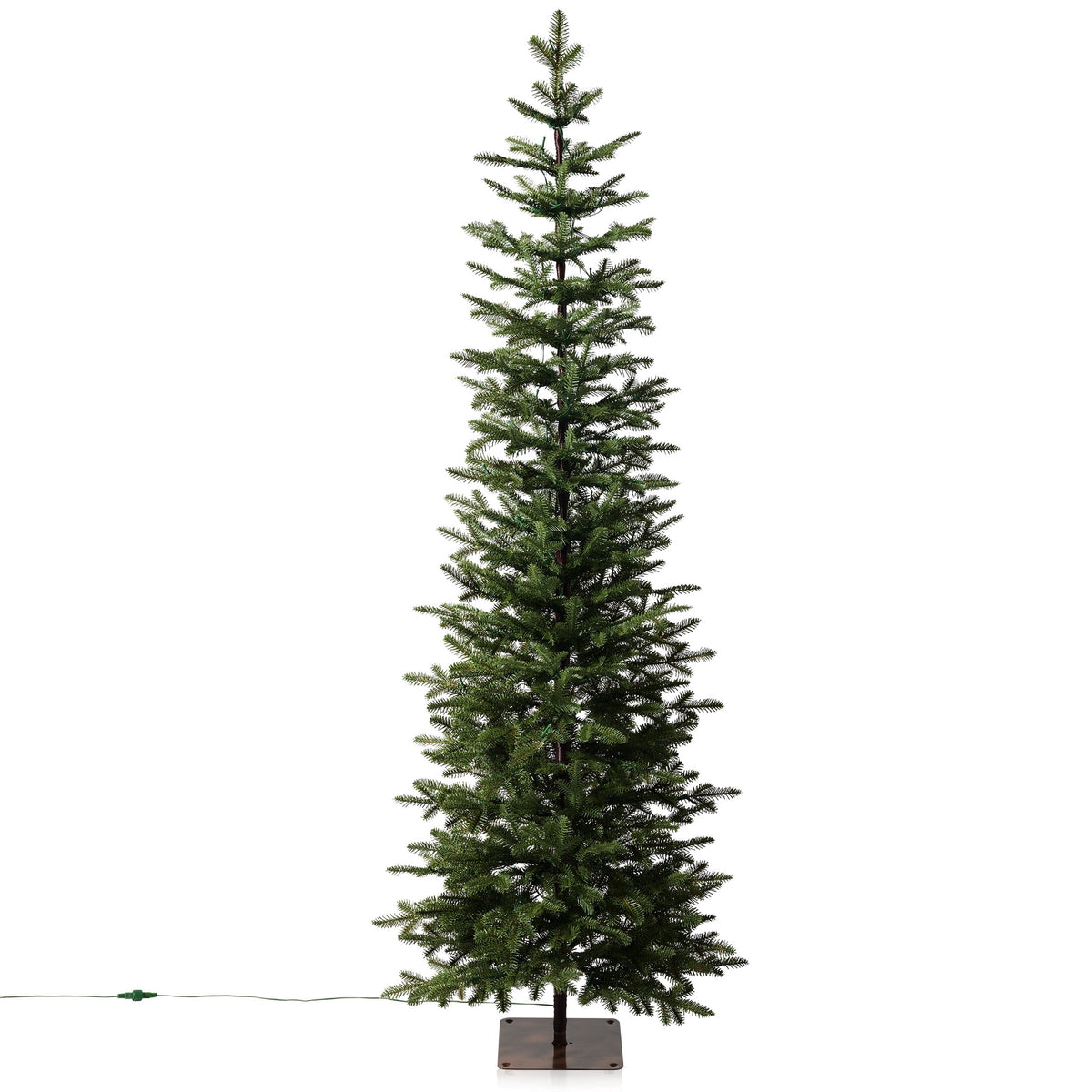DR.Planzen 6ft Prelit Pencil Christmas Tree with 150 Warm White LED Lights, 1571 PE Branch Tips, Iron Base, Slim Artificial Christmas Tree for Apartment, Entryway, Corner, Office