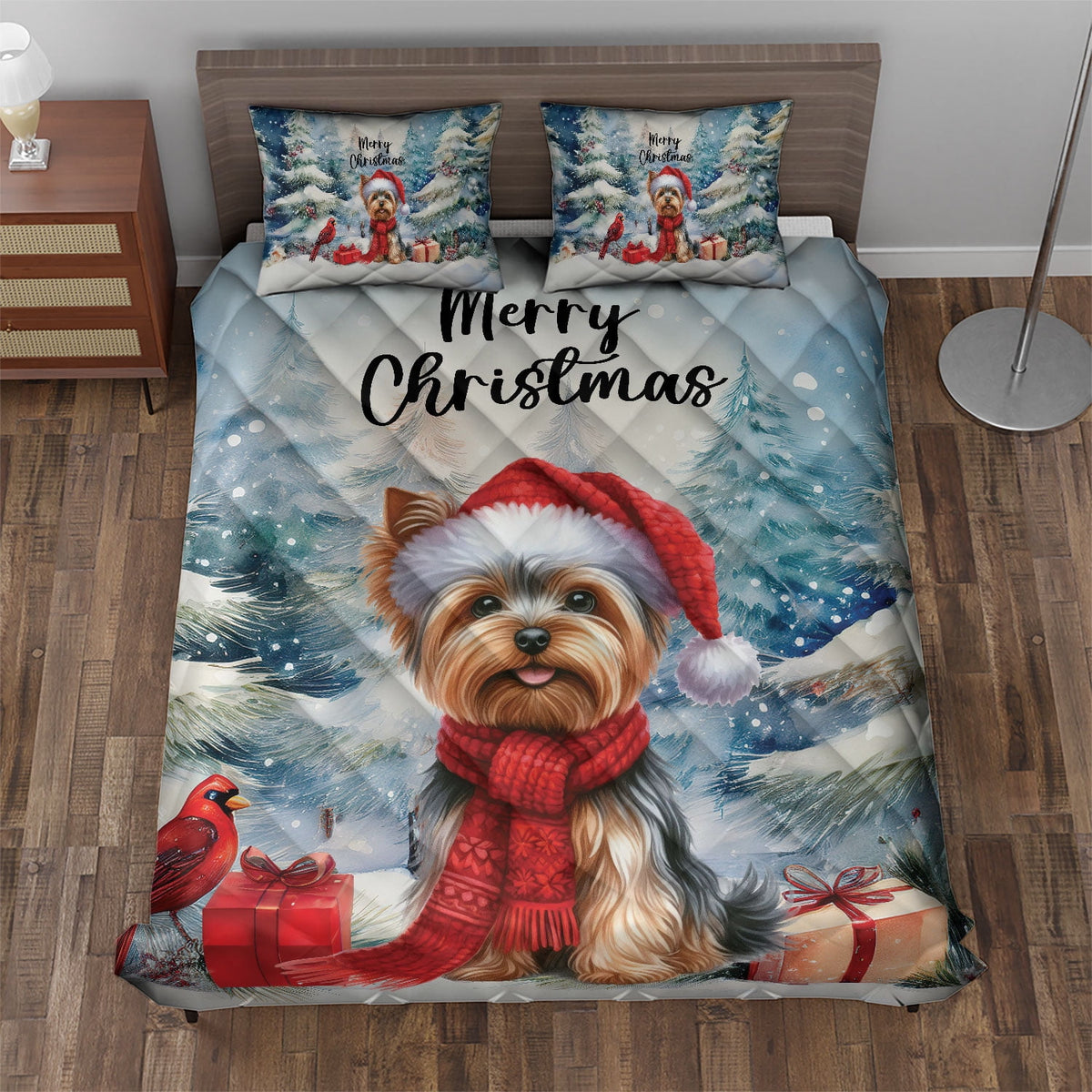 Merry Christmas French Bulldog Enjoys Woofmas Winter Xmas Holiday Quilt Bedding Set Dog Lover Gifts 1 Blanket Bed Cover 2 Pillowcases - 02022