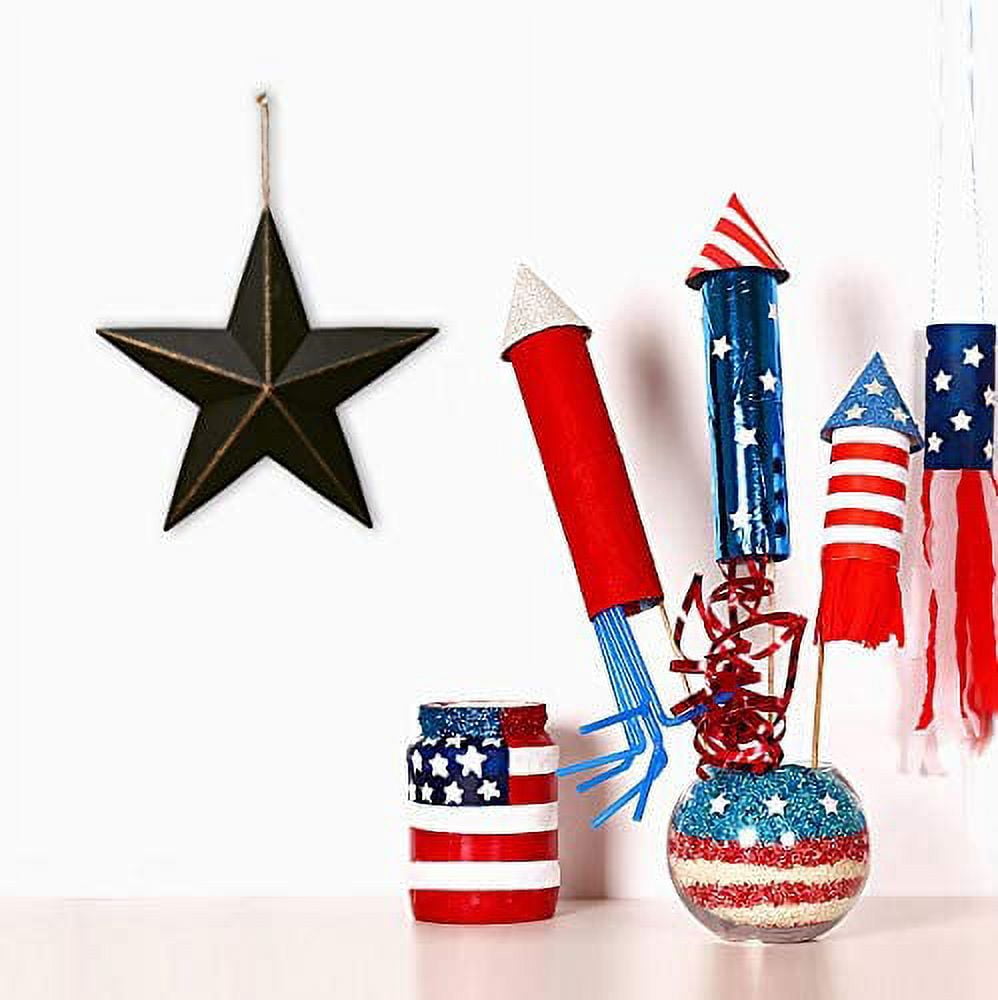 American Metal Barn Star Patriotic Star Hanging Wall Decor Outdoor Indoor Texas Star Ornament Christmas Home Decor 12 inch (3, Black)