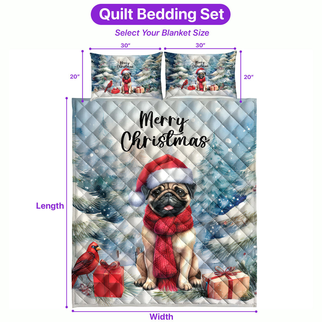 Merry Christmas French Bulldog Enjoys Woofmas Winter Xmas Holiday Quilt Bedding Set Dog Lover Gifts 1 Blanket Bed Cover 2 Pillowcases - 02022