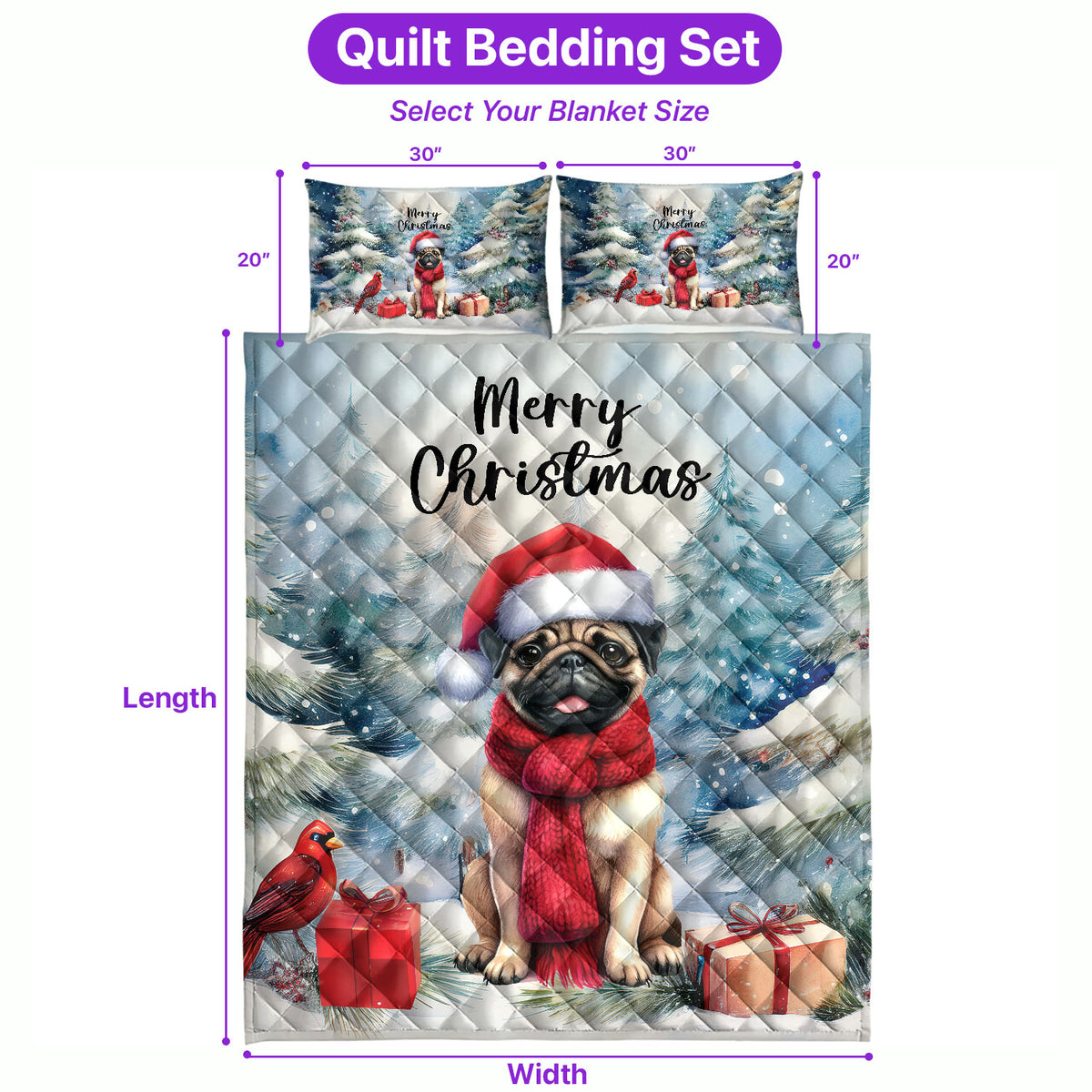 Merry Christmas French Bulldog Enjoys Woofmas Winter Xmas Holiday Quilt Bedding Set Dog Lover Gifts 1 Blanket Bed Cover 2 Pillowcases - 02022