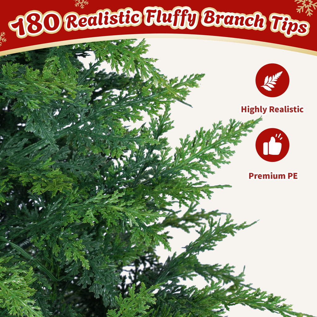 Firstness 4Ft Pre-Lit Potted Christmas Trees with 8 Lighting Modes, PE Cypress Artificial Tree for Porch Entryway Indoor Outdoor Decor