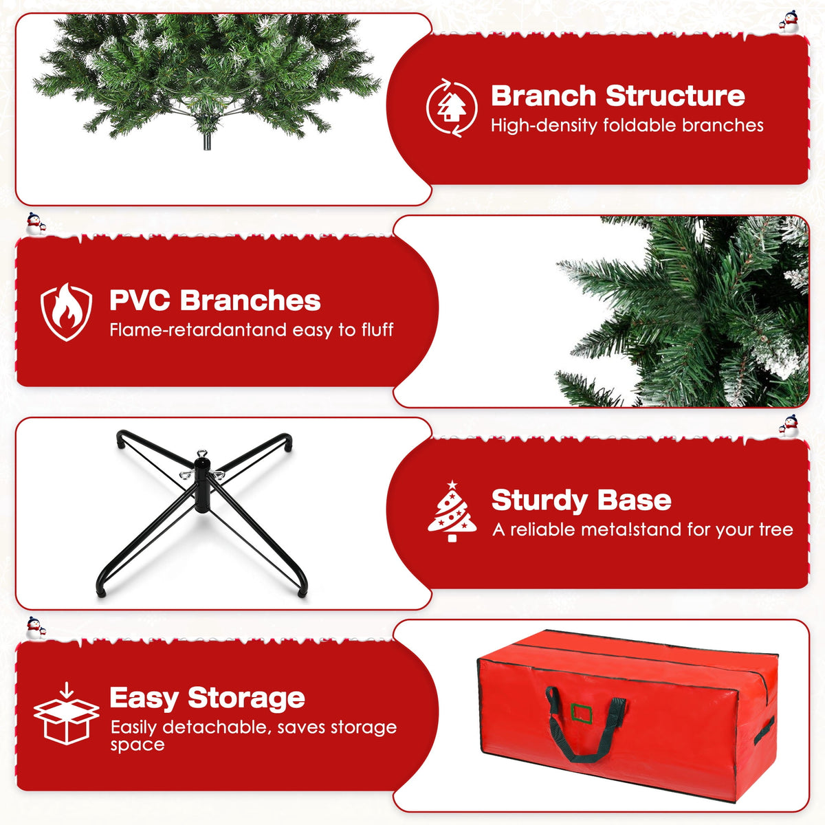 Yexmas 6ft Pre-Lit Green Christmas Tree, 11 Modes Colored LED Lights, Artificial Xmas Tree with Large Storage Bag