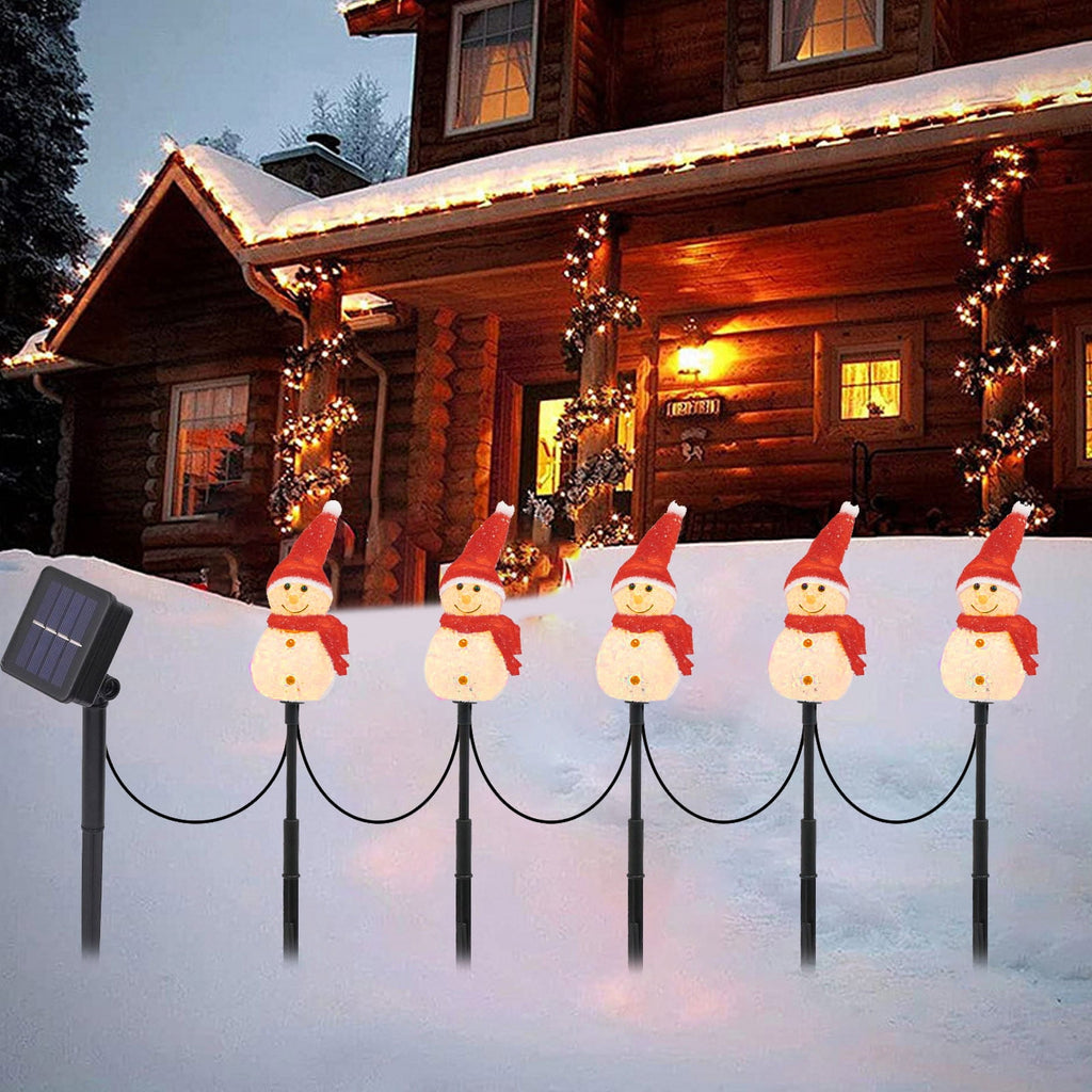 5pcs 17.3in Outdoor Christmas Lights, CXALSSY C9 LED Solar Christmas Lights near Me, Solar Outdoor Christmas Lights for House, IP65 Waterproof XMAS Snowman Decorations