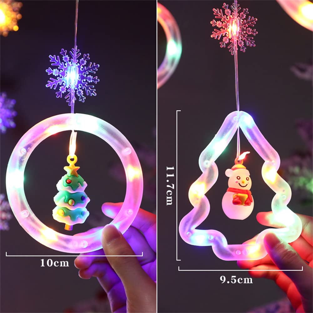 WILLED Christmas String Lights, 120 LED Window Curtain Lights with Christmas Ornaments, 9.8ft USB Powered Warm White Waterproof Fairy Lights Indoor Outdoor for Xmas Tree Patio Garden Party Home Decor