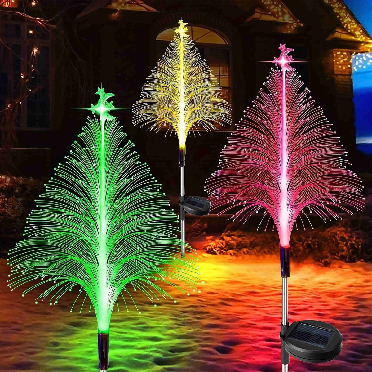 BOPORO 7 Modes Outdoor Christmas Lights, ZROBM C9 LED Solar Christmas Lights near Me, IP65 Waterproof Solar Outdoor Christmas Tree Lights for House