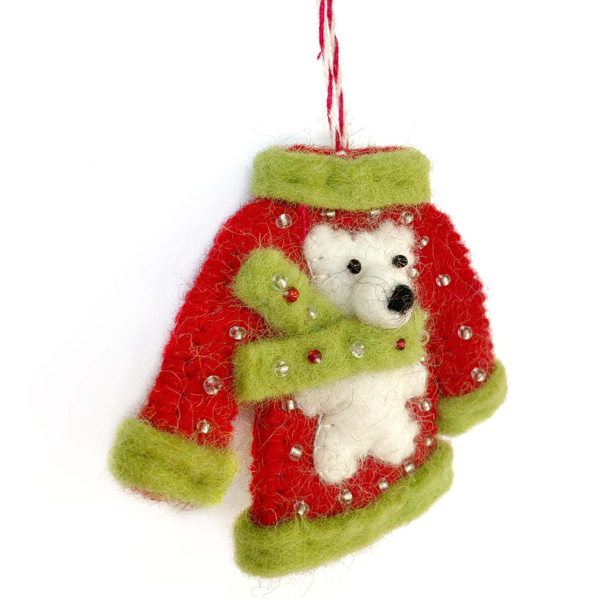 Ugly Christmas Sweater Ornament Trio - Felt Wool Fair Trade Handmade Nepal
