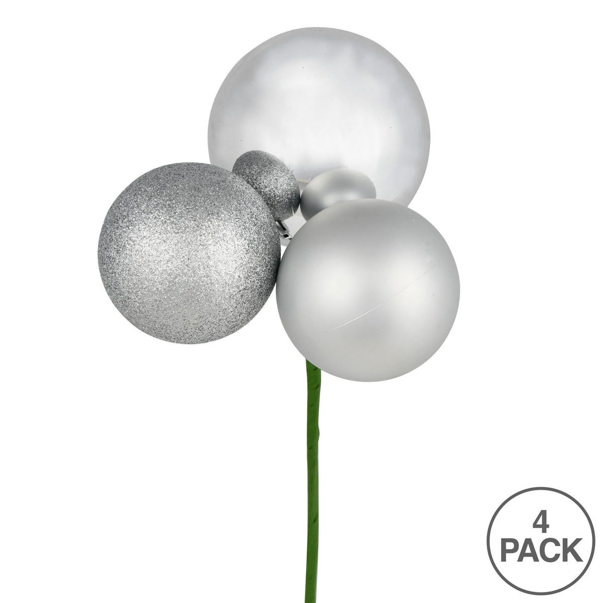 Vickerman 18" Coral Ball Ornament Christmas Pick, 4 per set