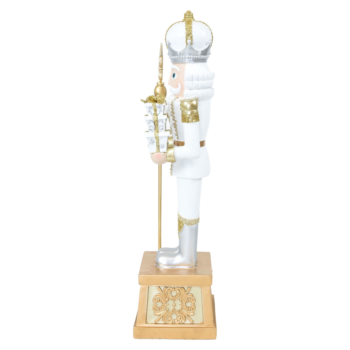 Sunnydaze Gold Polyresin Pierre the Fleur-de-Lis Nutcracker Christmas Statue, 47"