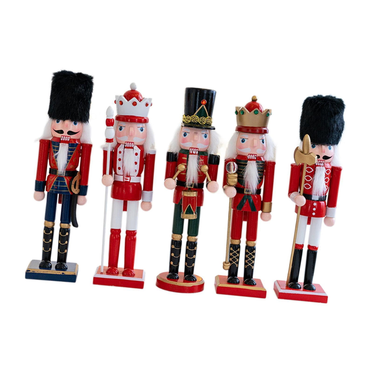 Tachiuwa 5 Pieces Nutcracker Figurines, Wooden Nutcracker Christmas Decor, Traditional Christmas Nutcracker for Festival Shelf