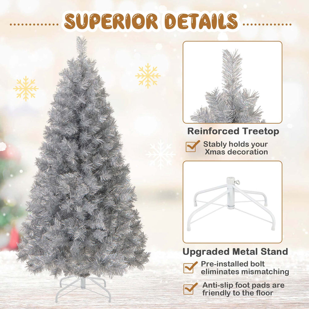 Costway 7 FT Christmas Tree Artificial Xmas Tree with 807 Branch Tips 400 LED Lights