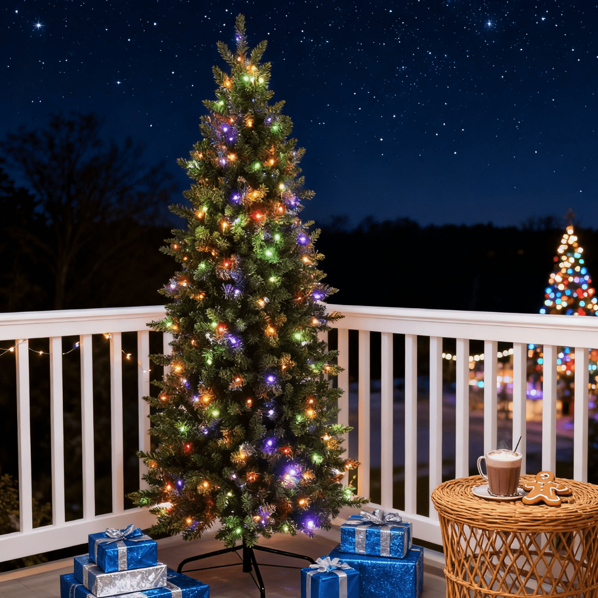 Legooin 6ft Pre-lit Slim Christmas Tree Skinny Hinged Artificial Xmas Tree with 250 Color-Changing Lights+957 Branch Tips