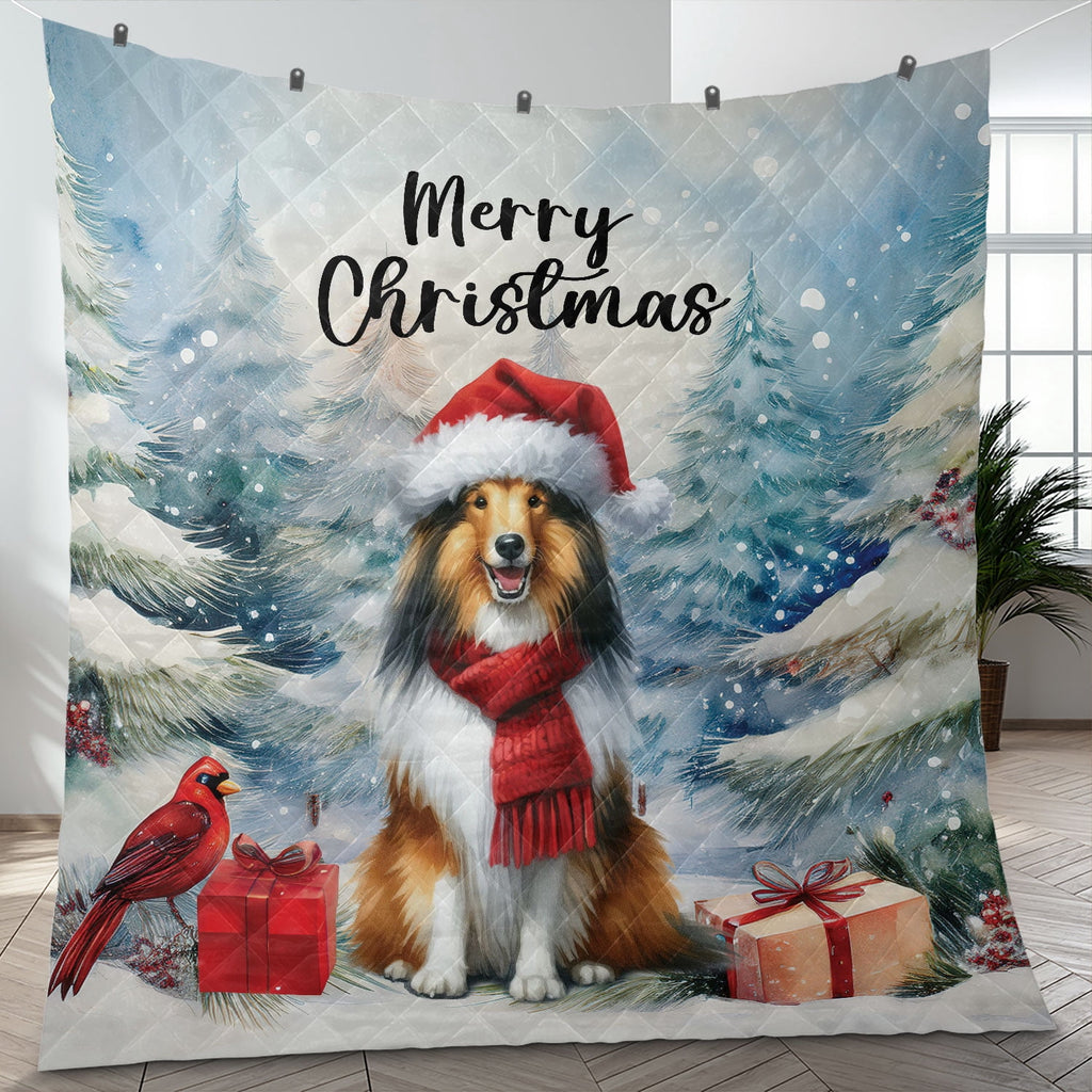 Merry Christmas French Bulldog Enjoys Woofmas Winter Xmas Holiday Quilt Bedding Set Dog Lover Gifts 1 Blanket Bed Cover 2 Pillowcases - 02022