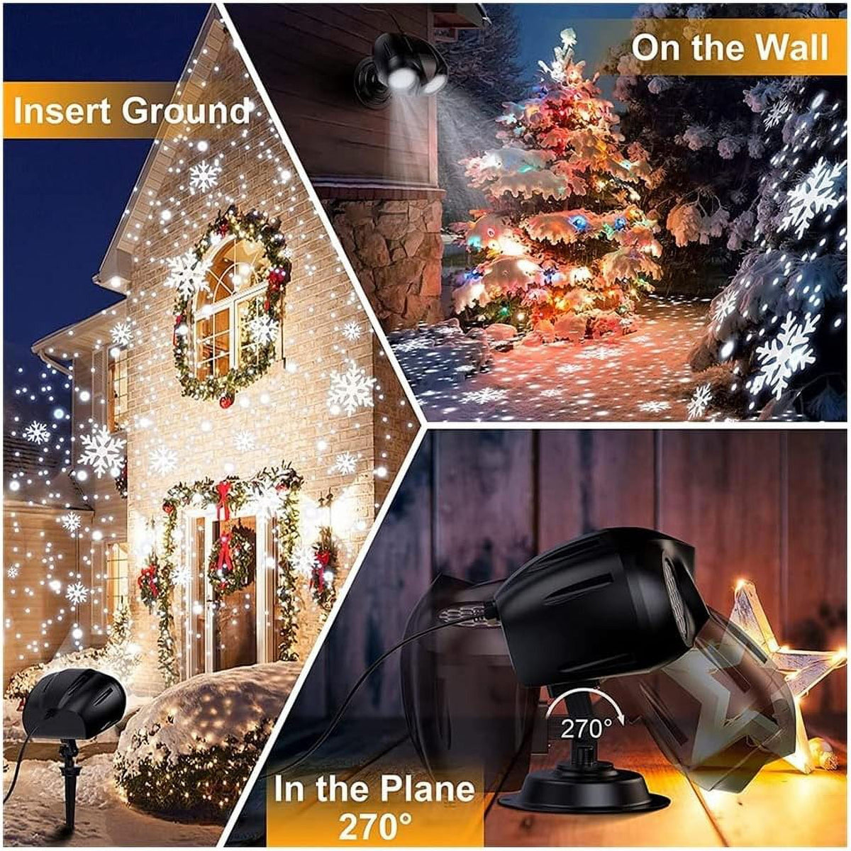 Christmas Snowflake Projector Lights Outdoor, LED Snowfall Projector, Remote Control Timing IP65 Waterproof, Dynamic Snowflakes Landscape Light for Xmas Holiday Party Decorations