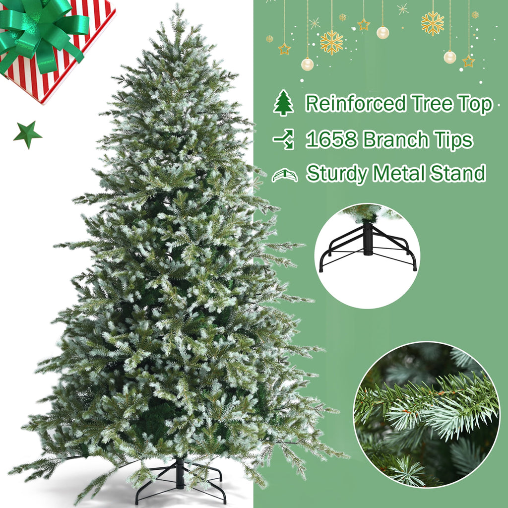 Gymax 7 Ft Artificial Christmas Tree Unlit Hinged Xmas Tree w/ Metal Stand