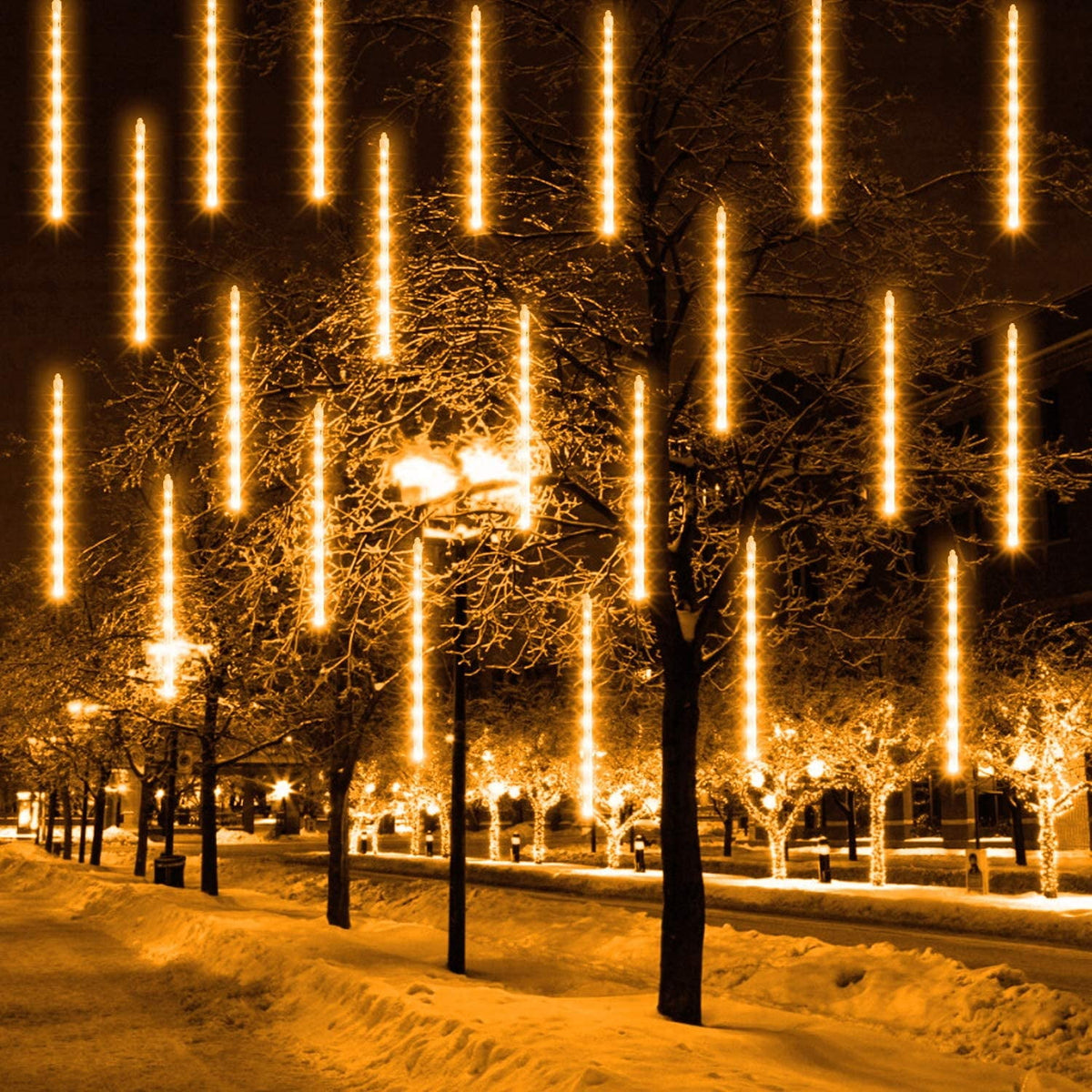 Christmas Lights, Christmas Lights Outdoor, Meteor Shower Lights 12 Inch 8 Tube 192 LED, Raindrop Snowfall Lights for Tree Yard Party Patio Christmas Decorations Lights, Blue