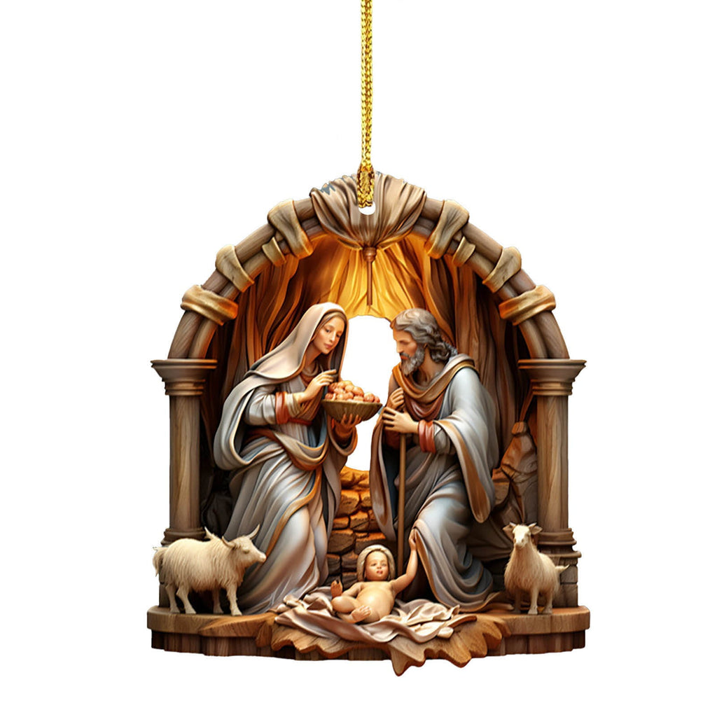 Xuniizn Nativity Ornaments, Christmas Nativity Scene Ornaments Acrylic Christmas Tree Decorations for Xmas Tree, Home, Office, Hanging Ornament, Religious Gifts, Party Decor, Christmas Decorations