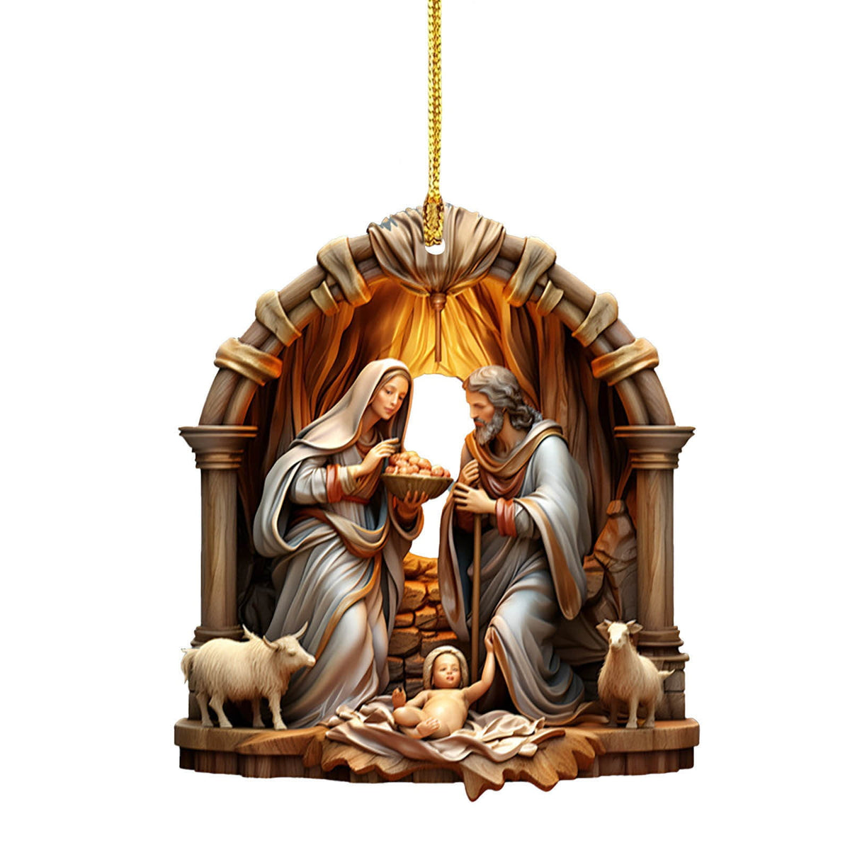 Xuniizn Nativity Ornaments, Christmas Nativity Scene Ornaments Acrylic Christmas Tree Decorations for Xmas Tree, Home, Office, Hanging Ornament, Religious Gifts, Party Decor, Christmas Decorations