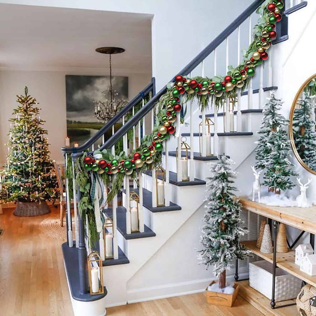 6 Ft Christmas Ball Garland Ornaments Shatterproof Xmas Hanging Balls Holiday Party Wedding Christmas Tree Decor Red