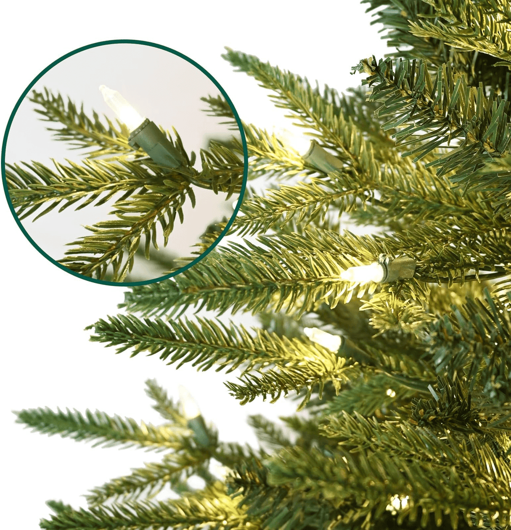 Makeatree 4ft Prelit Artificial Christmas Tree Realistic Fir Xmas Tree with 907 PE PVC Tips & 150 Lights Green & Foldable Base