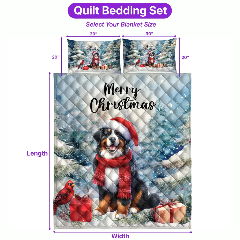Merry Christmas French Bulldog Enjoys Woofmas Winter Xmas Holiday Quilt Bedding Set Dog Lover Gifts 1 Blanket Bed Cover 2 Pillowcases - 02022