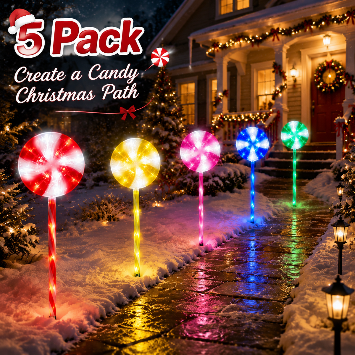 2 Pack Solar Powered Christmas Tree Lights, Outdoor Holiday Decor with 40 Bright LEDs, Waterproof Xmas Garden Decorations for Pathway, Yard, Grave and Lawn