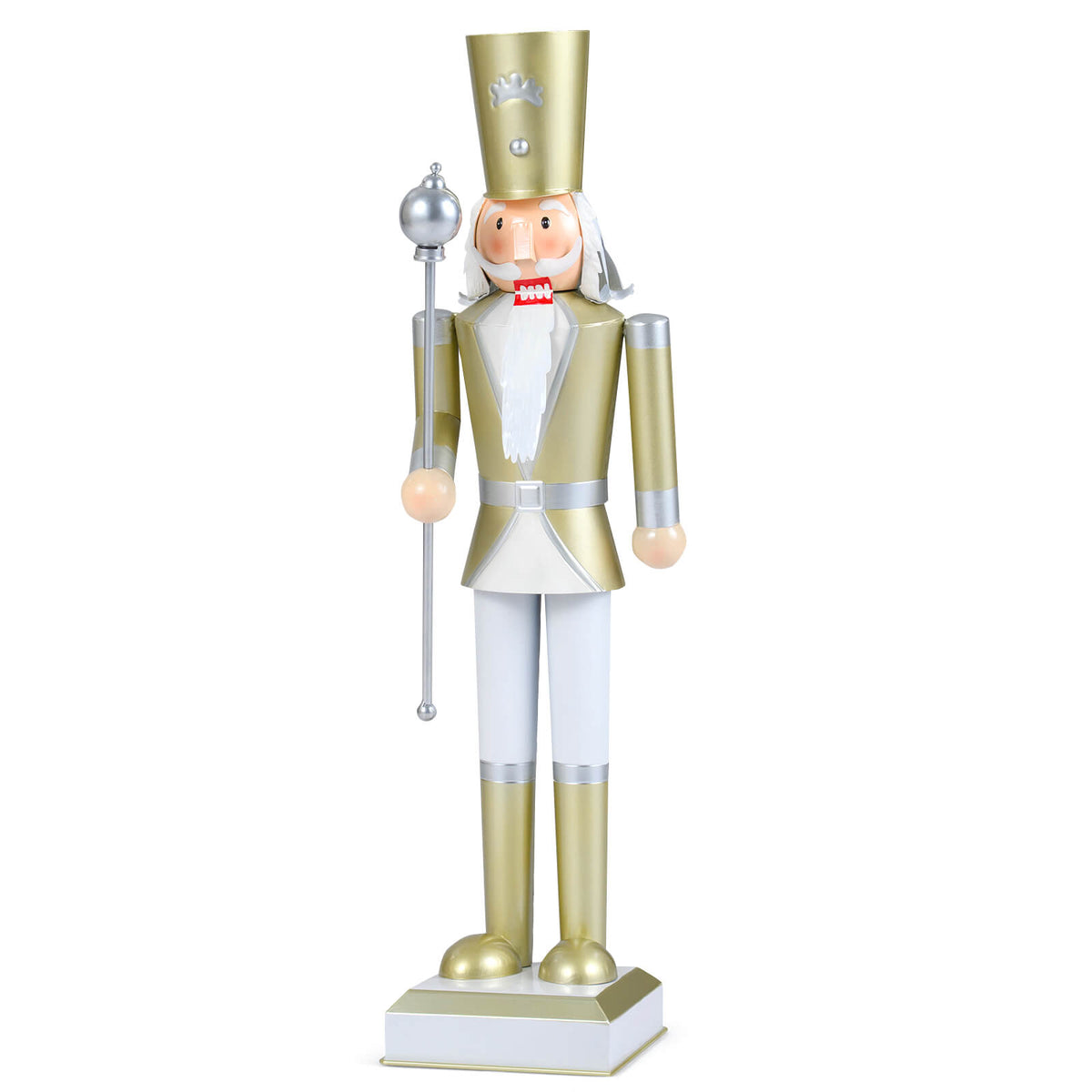 Costway 32.5” Christmas Nutcracker with High Hat & Beautiful Scepter, Uniform & Boots Black+Red
