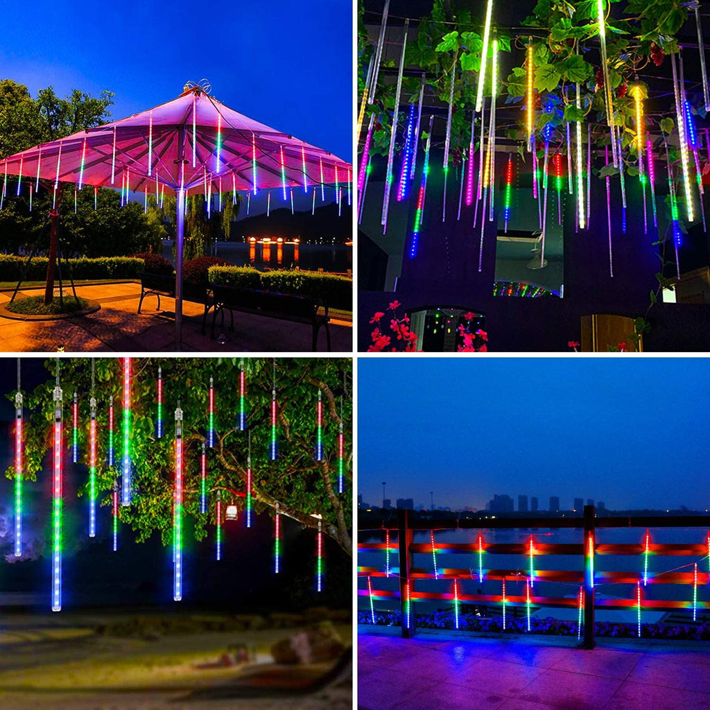 Rirool Meteor Shower Rain Lights, Valentine Lights 50cm 10 Tubes 540 LED Icicle Snow Falling Christmas Lights Outdoor Raindrop Lights, Xmas Wedding Party Tree Holiday Decoration, Blue