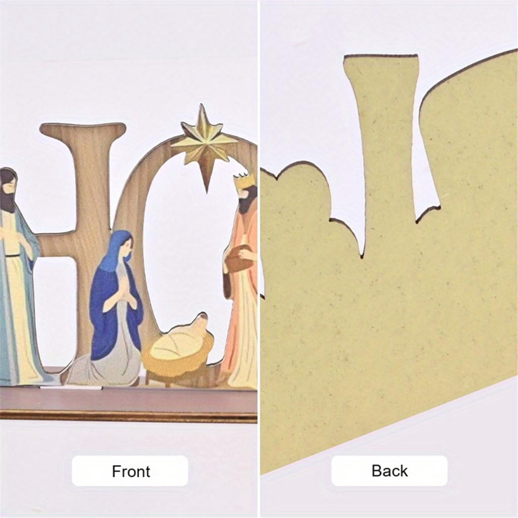 Rvaymup Artistic Nativity Figurine Collection Durability Wood Nativity Scene Display