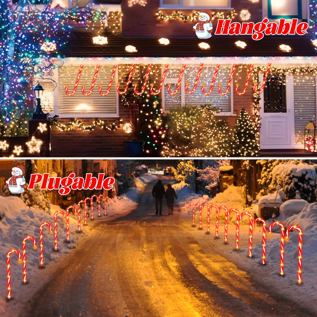 25’’ Christmas Candy Cane Lights, 72 LED Pathway Markers Lights for Christmas Outdoor Decorations, 12 Pack