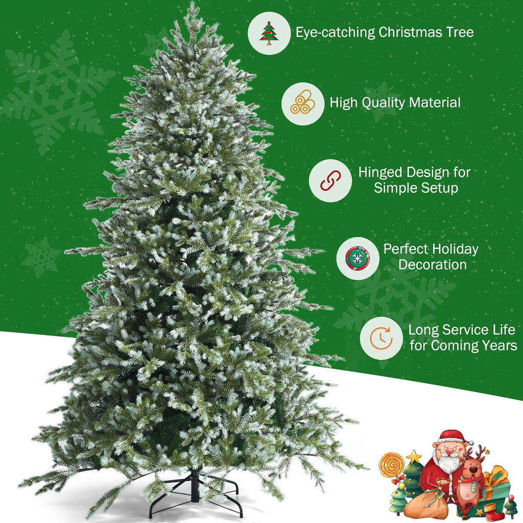 Costway 7ft Artificial Christmas Spruce Hinged Tree w/ 1260 Mixed PE & PVC Tips